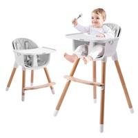 IKARE Wooden Natural Baby High Chair W/Removable