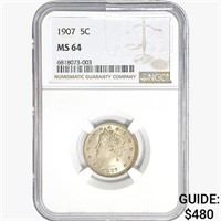 1907 Liberty Victory Nickel NGC MS64