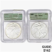 1987&1993 [2] Silver Eagle ICG MS69