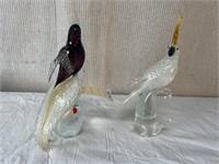 2pc Formia Vetri di Murano Art Glass Bird Statues