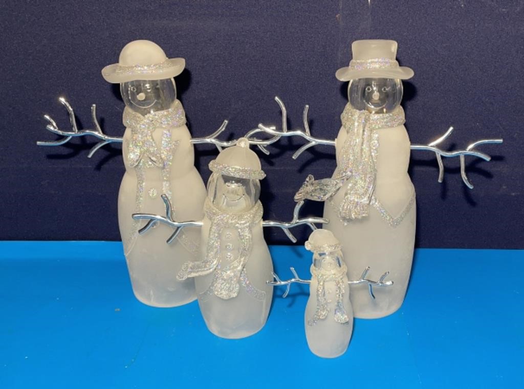 Set of 4 Glass Christmas Snowmen