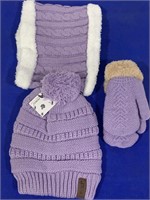 CHILDRENS HAT SCARF AND MITTS 1-5YRS