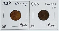 1913 P&D  Lincoln Cents   XF
