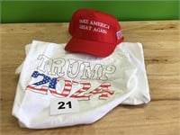MAGA Hat and Large Trump 2024 Shirt size L
