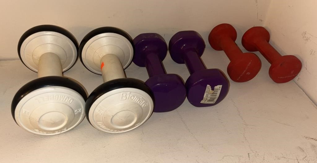 3 Pairs of Dumbbells - 2.5, 5, 3 lbs