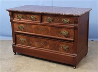 Marble Top Walnut Victorian Dresser