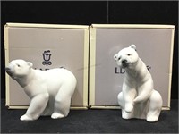 Lladro Pair of Porcelain Polar Bears in Original