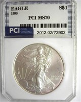 1996 Silver Eagle MS70 LISTS $3850