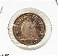 Coin 1849/6 Liberty Seated Half Dime-VG