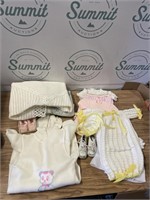 Vintage baby clothes, shoes & blankets