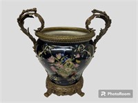 Ornate Bronze and Porcelain Jardiniere