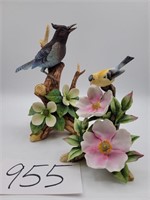 Porcelain Stellars Jay, Goldfinch Statues/Andrea