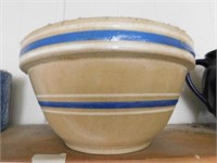 Blue & white striped yellow ware bowl