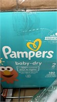 180 DIAPERS COUCHES PAMPERS BABY DRY 2