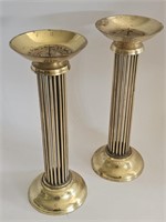 VTG BRASS METAL DECORATIVE 13" TALL CANDLE HOLDERS