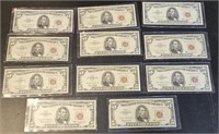 $55 Dollar Face Red Seal US Currency Lot