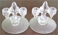 Pair New Martinsville 6" Candle Holders