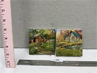 2 Canvas Oil Paintings Small 4"x4”
