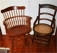 Cane Seat & Spindle Back Plank Seat Chairs