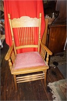 Antique Oak Chair with Cushion