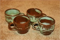 4 Frankoma Pottery Coffee Cups