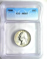 1958 Quarter ICG MS67 LISTS $100