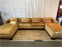 Double Chaise End 3pc Sectional Gold Sofa Large