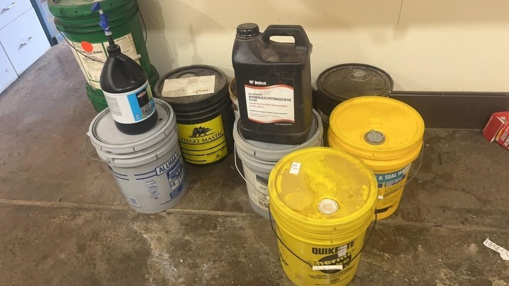 Lot of hydraulic fluid, seal, and concrete