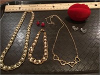 Avon Necklaces 2, Matching Bracelet 1 & Earrings
