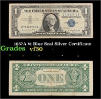 1957A $1 Blue Seal Silver Certificate Grades vf++