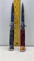 2 NEW 4" PUSH BUTTON KNIVES (MADE IN CHINA)