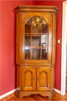 Vintage Wooden Corner Cabinet in a Honey Finish