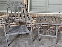 Lightweight Rustic Brown Metal Chair & Table, 3/3
