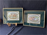 Vintage Fox hunting framed pictures 14x11