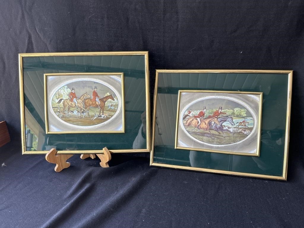 Vintage Fox hunting framed pictures 14x11