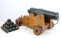 Cast Iron Model Cannon & Cannonballs
