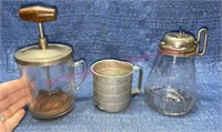 2 Old nut choppers & alum. measuring cup