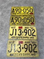 Vintage Wisconsin State License Plates