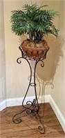 Plant Stand with Faux Plant