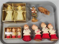 VINTAGE CHRISTMAS ANGLE CANDLES & NATIVITY FIGURES