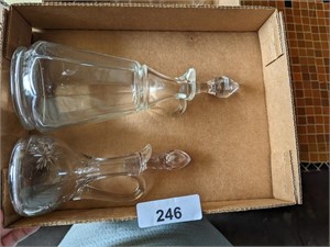 (2) Glass Oil & Vinegar Bottles