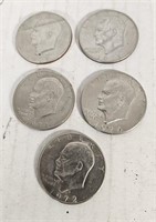 5 70s Eisenhower Dollars