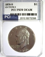 1976-S CN T2 Ike PR70 DCAM LISTS $3250