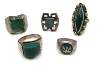 (5) GREEN COLOR THEME RINGS