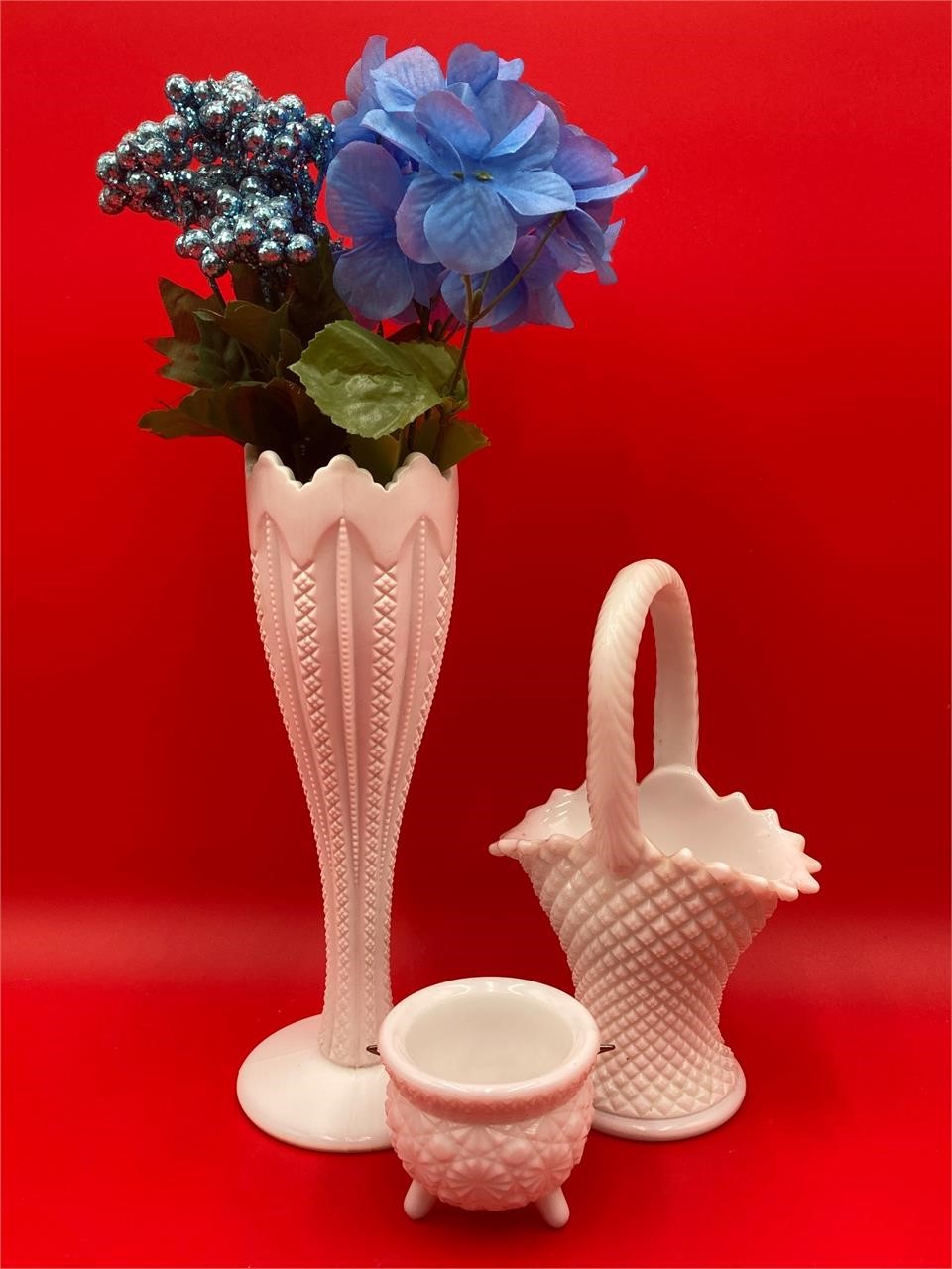 Westmoreland English Hobnail Vase & Baskets