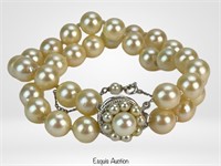 Double Strand Pearl Bracelet with 14k Gold Clasps