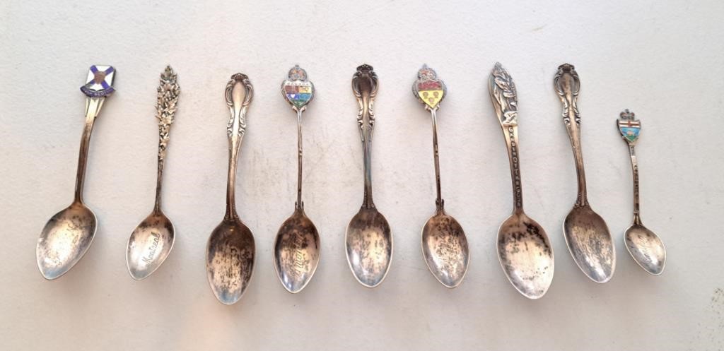 Collection of 9 sterling spoons