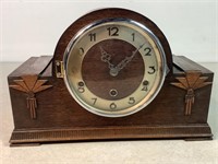 Art Deco Mantle Clock, 8.5inX13.5, No key, Working