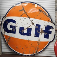 "Gulf" Single-Sided Enameled Metal Sign