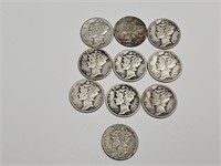 1930's 1940's Silver Mercury Dimes  Coins